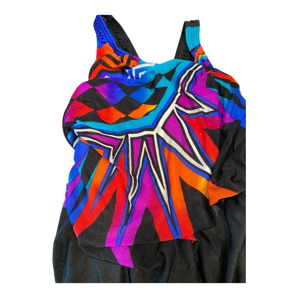 VTG 90s Speedo One-Piece Bathing Swimsuit Retro 80s Geometric USA Sz 14 (38) NWT